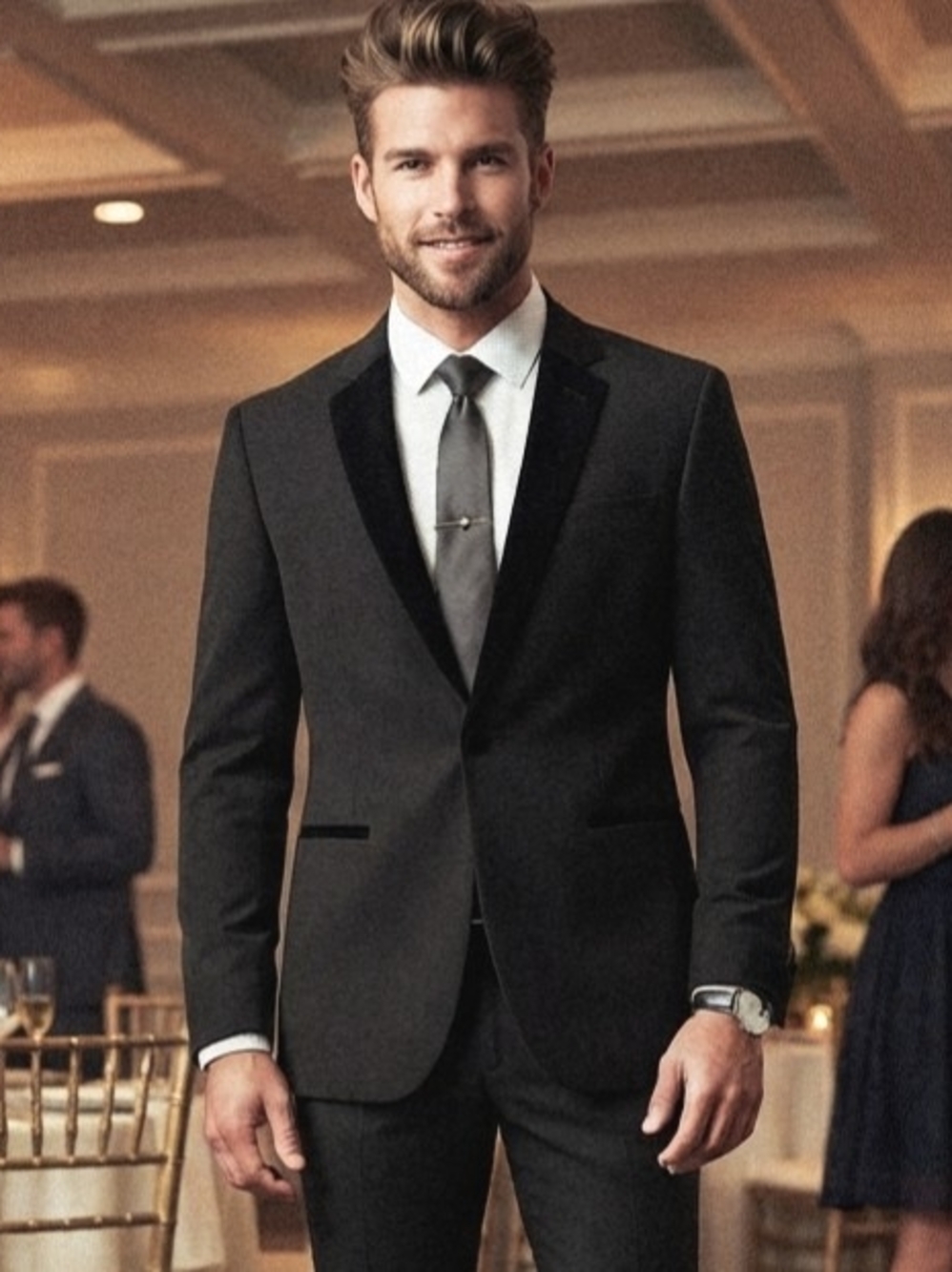 Zara Black Tuxedo Blazer with Satin Lapel